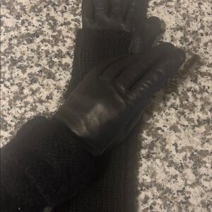 NWT Club Monaco Amelia Black Cable Gloves, L